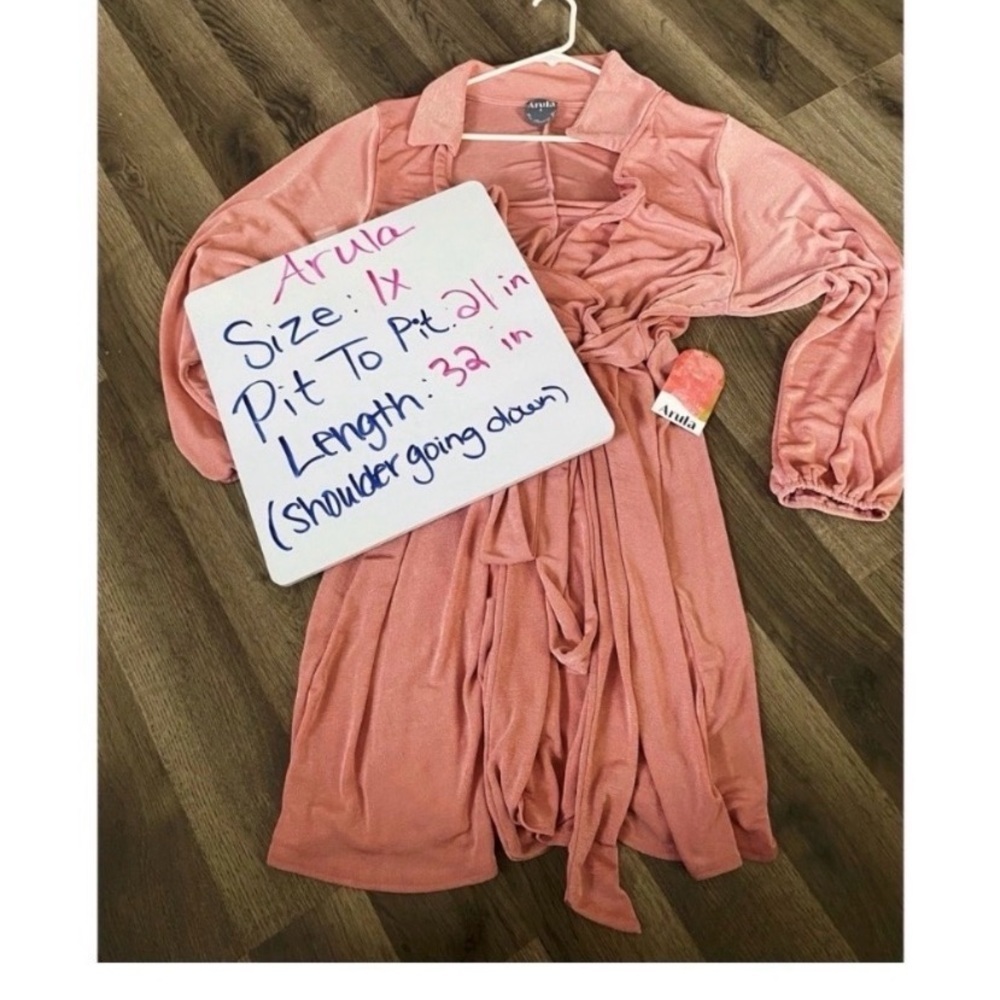 ARULA Altar’d State Dusty Rose Faux Wrap Dress - Picture 10 of 10